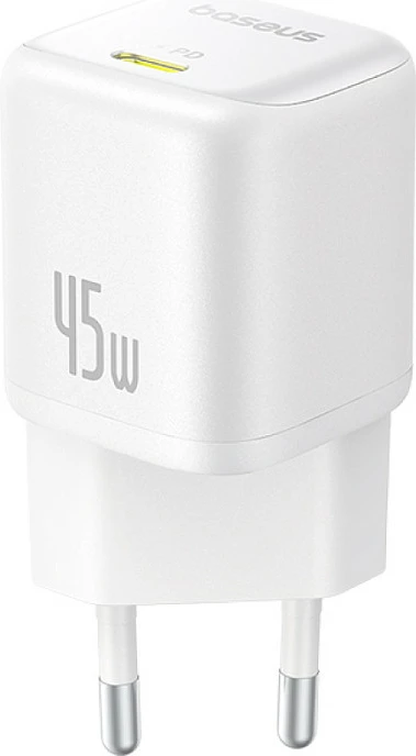 Karikues Baseus P10176800213-00, 45W GaN, USB-C PD 3.0, PPS, i bardhë