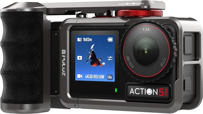 Kasë mbrojtëse metalike me dorezë Puluz PU1058TS për DJI Osmo Action 5 Pro/Action 4/Action 3, 167 g, set 7 copë, e zezë