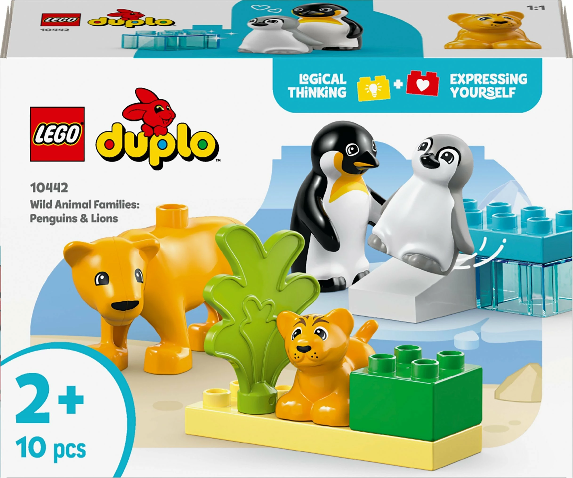 Set LEGO DUPLO Wild Animal Families 10442, 10 copë, për 2+ vjeç, me pinguinë dhe luanë