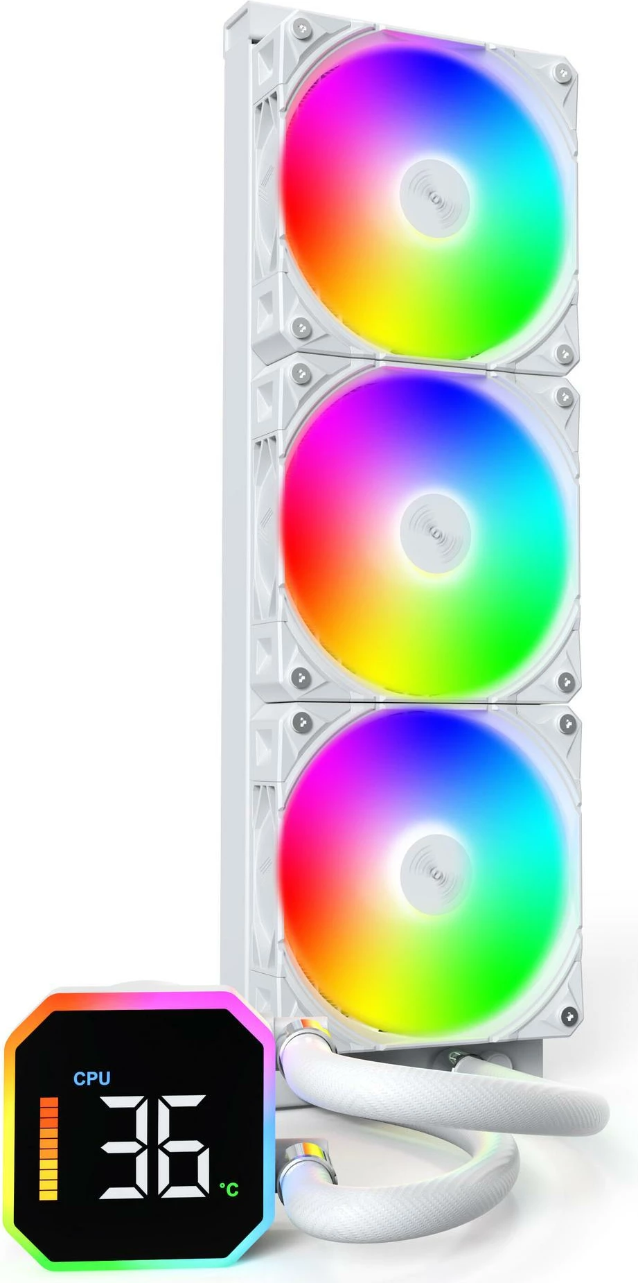 Ftohës uji AIO Montech HyperFlow Digital 360 (W), 360 mm, ekran digjital, RGB, 1 copë, i bardhë