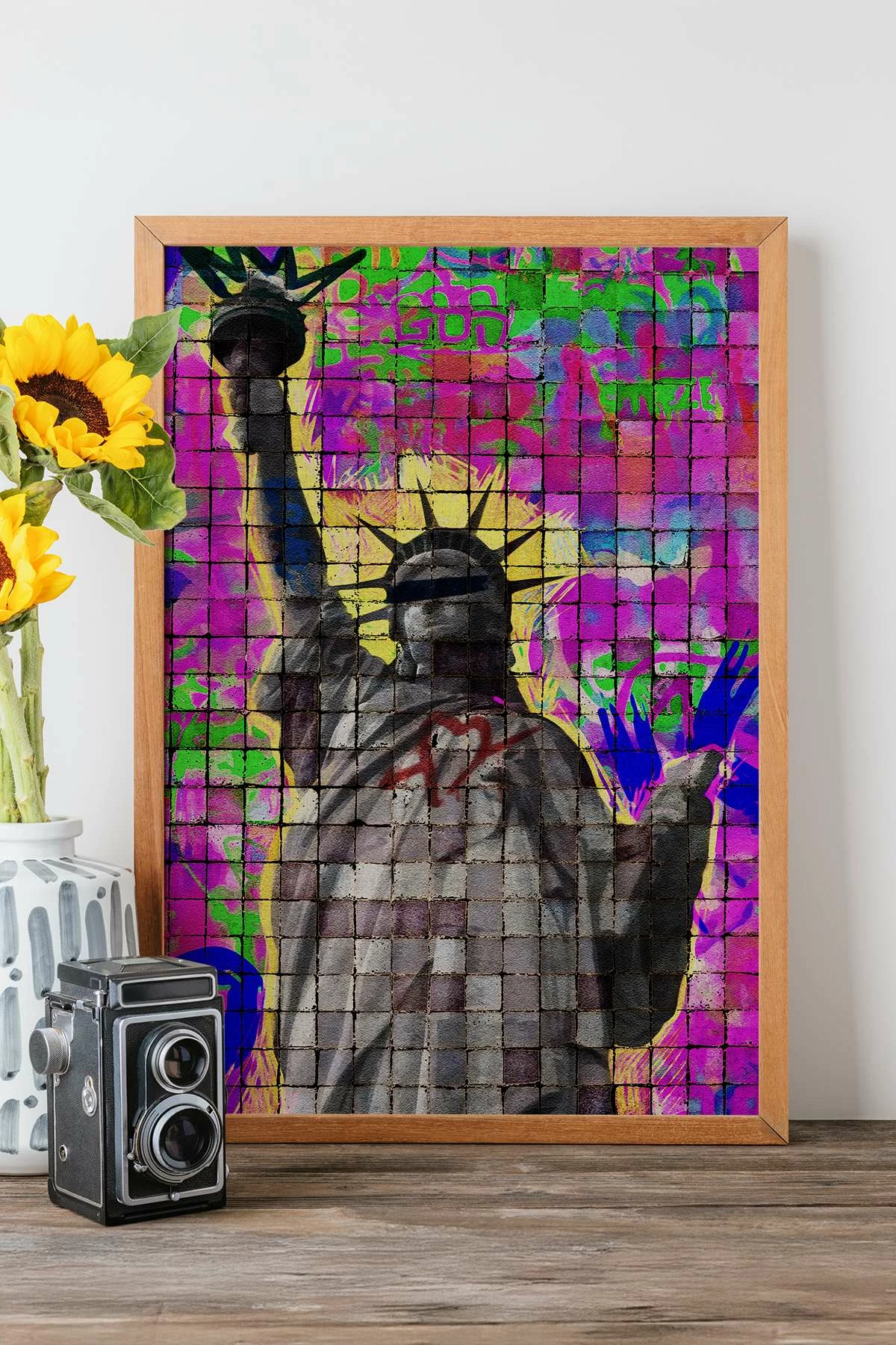Pikturë dekorative me kornizë, Wallity Popmosaic6, shumëngjyrëshe, 33x48cm