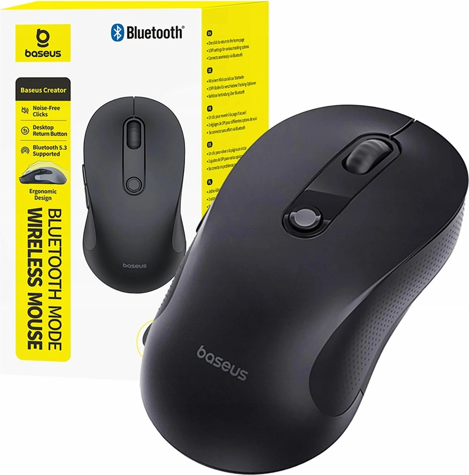 Maus wireless Baseus F02 Bluetooth 5.3, 1000-4000 DPI, 6 butona, i zi