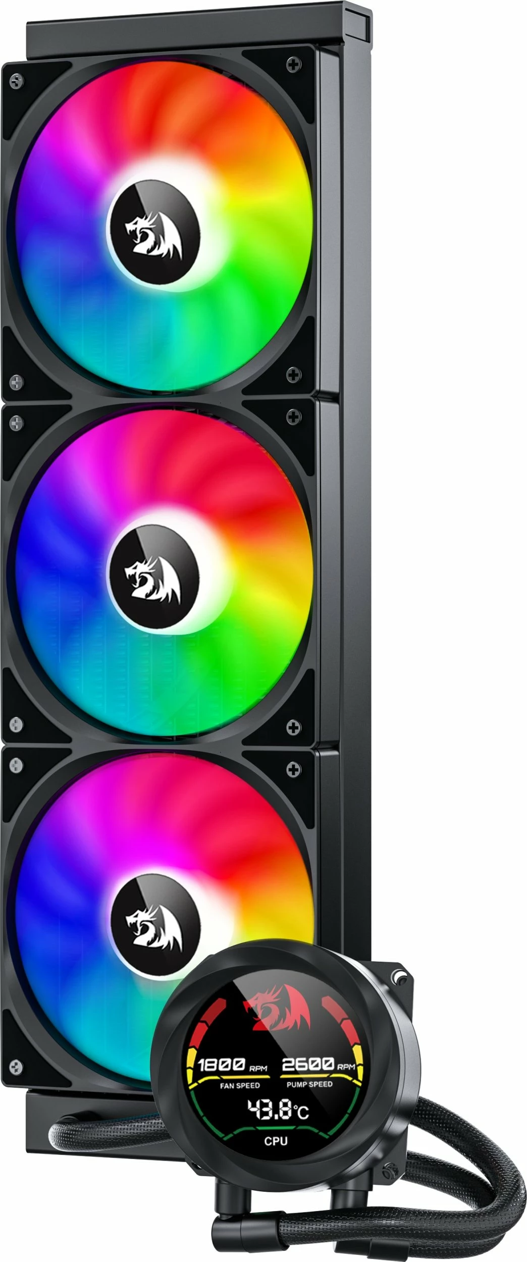 Ftohës me lëng AIO Redragon CCW-1017 360mm 3x120mm ARGB me ekran i zi