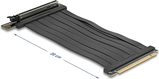 Kartë riser PCIe DeLOCK PCI Express 5.0 x16, 20 cm, e zezë