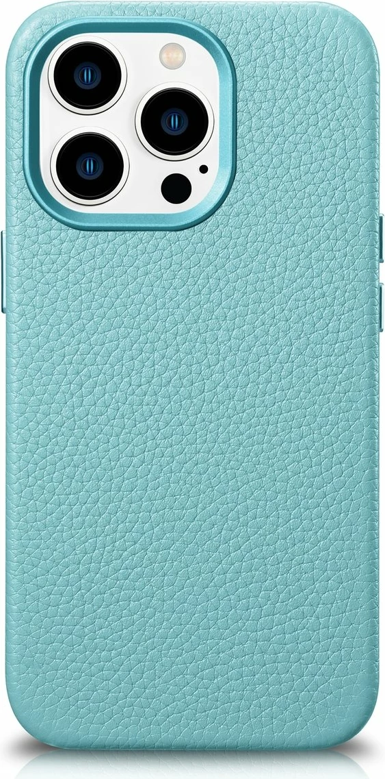 Mbështjellës iCarer Litchi Premium për iPhone 14 Pro, lëkurë natyrale, MagSafe, Jeshil