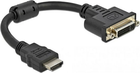 Adapter kabëll DeLOCK 65206, HDMI mashkull në DVI-D femër, 0.2 m, 4K 30 Hz, i zi