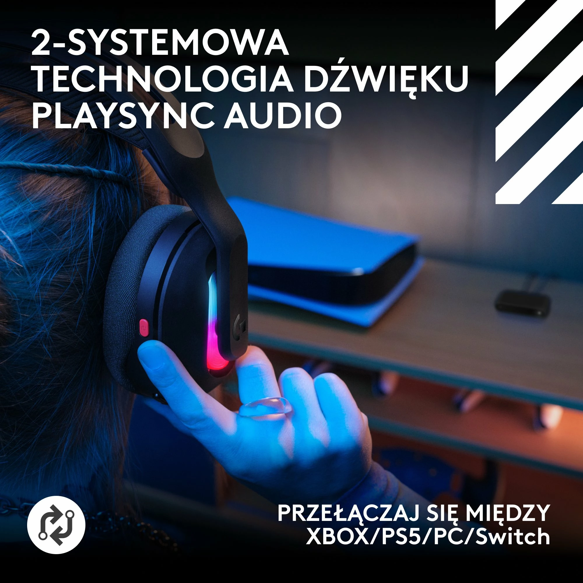 Kufje gaming Logitech Astro A20 X (939-002247), pa kabllo LIGHTSPEED 24-bit, USB-C, RGB, 40mm, me mikrofon, e zezë