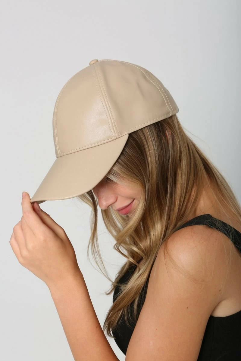 Kapelë për gra, lëkurë PU, ngjyrë bezhë, Jumeon, Spk1104