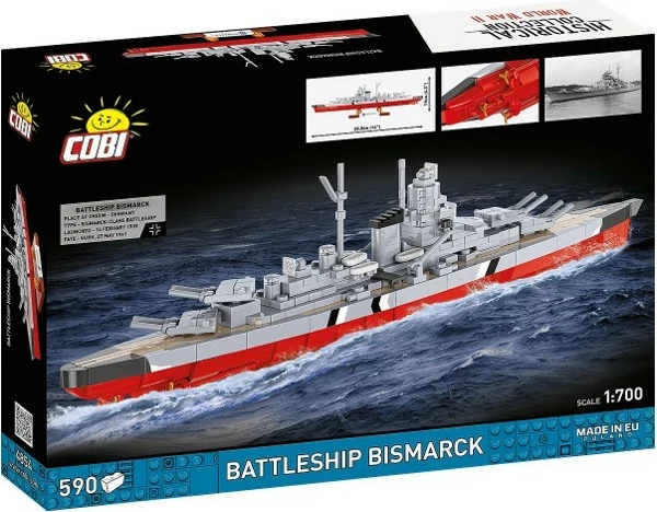 Set konstruktues anije luftarake Bismarck, Cobi, COBI-4854, 590 pjesë, shkallë 1:700, plastikë
