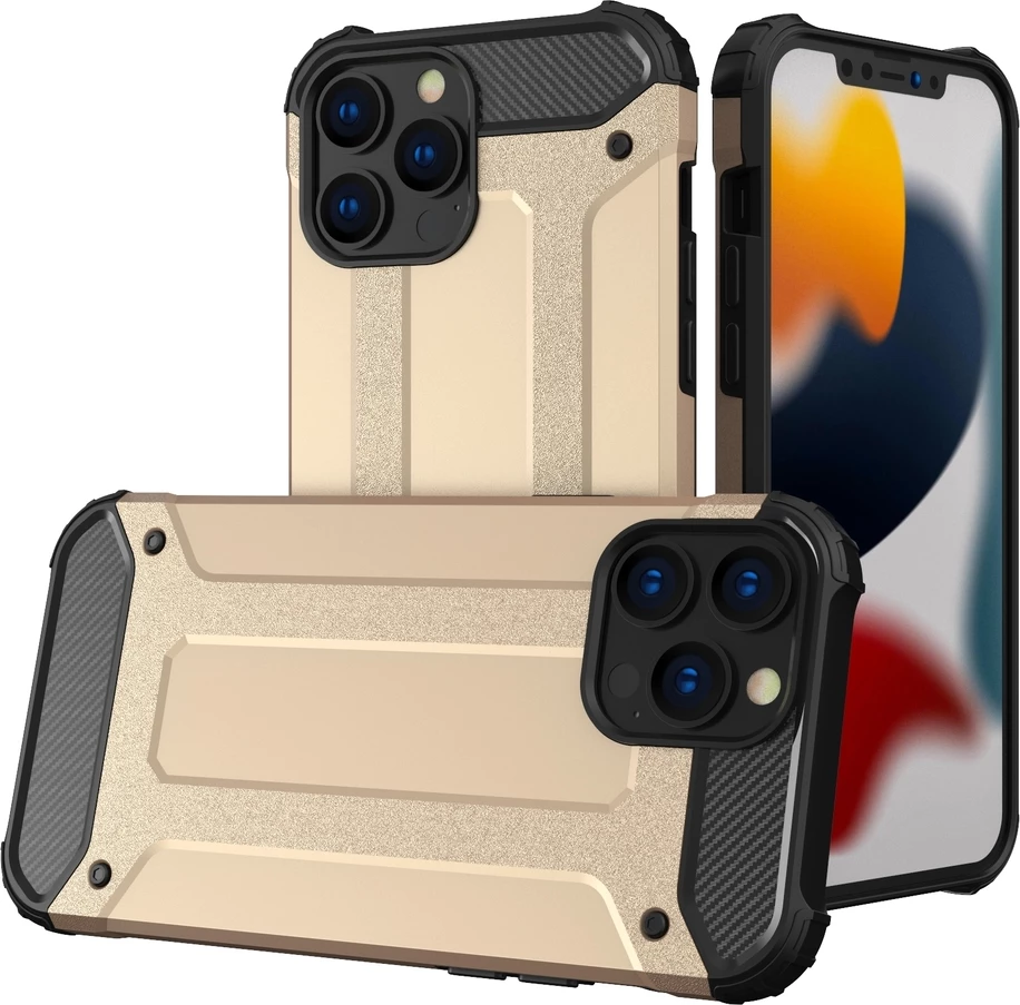 Mbështjellës Hurtel Hybrid Armor për iPhone 13 Pro, Gold