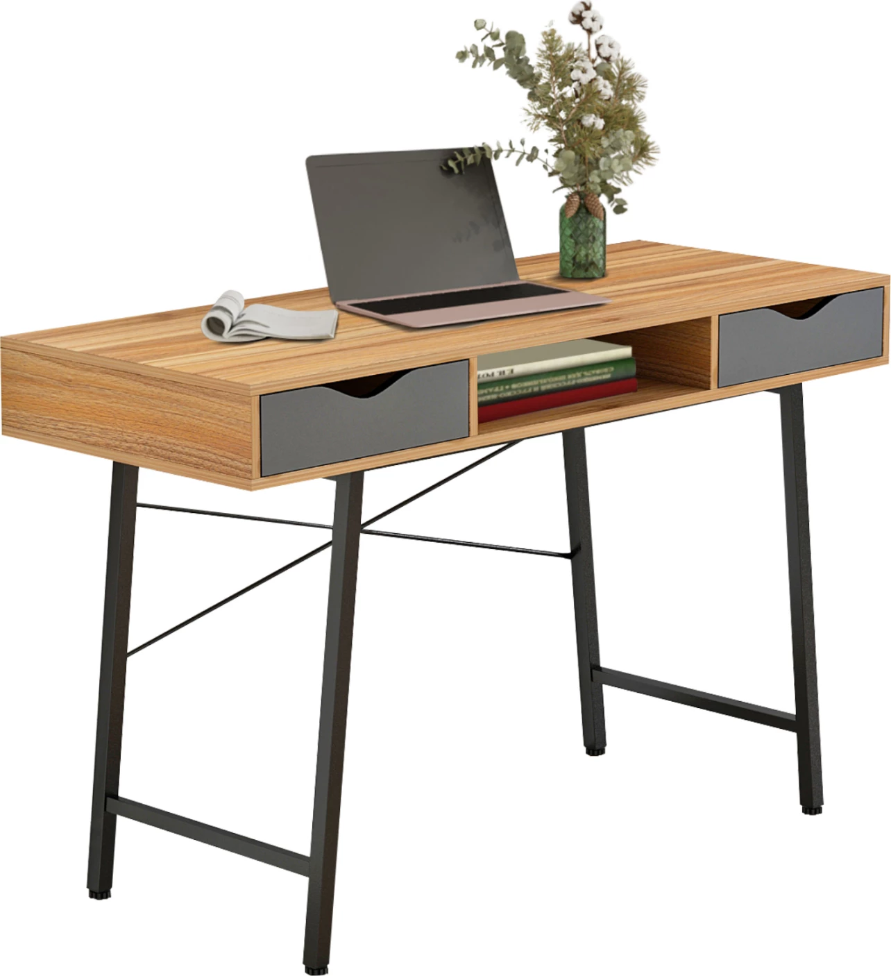 Tavolinë FH2128.03, ngjyrë arre-gri-e zezë, 120x48x76,5