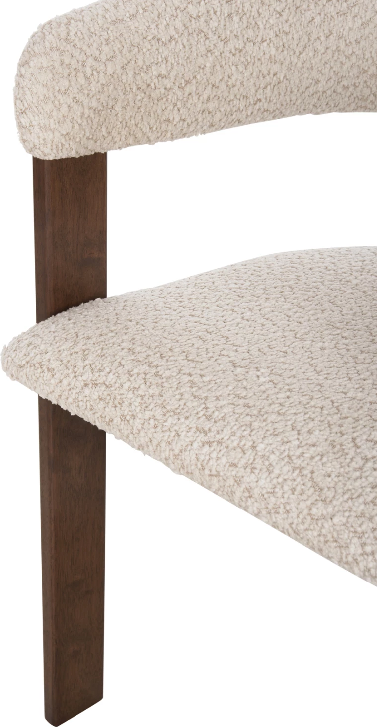 Karrige për ngrënie ZARRA FH9970.03, dru gome, ngjyrë arre, pëlhurë boucle ecru, 55,5x59x81,5H cm, set prej 2 copash