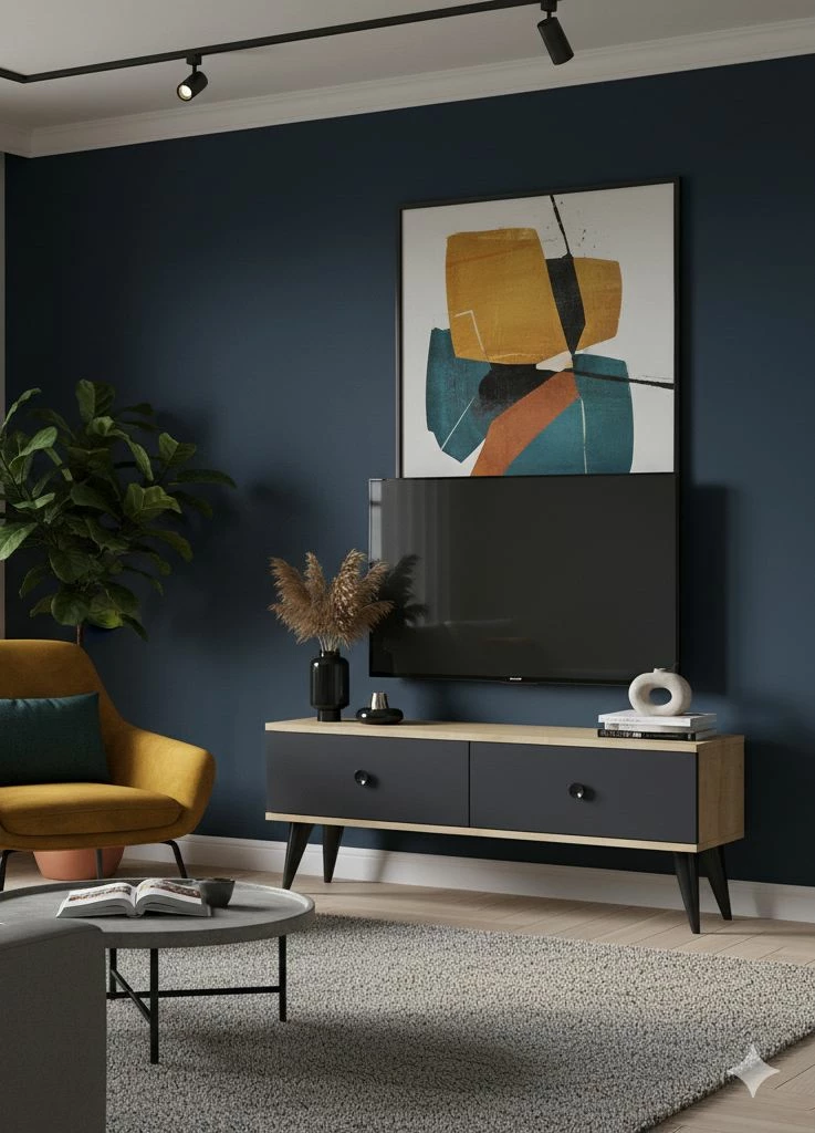 Komodë TV Skye Decor Mona 120, ngjyrë lis safir, antracit