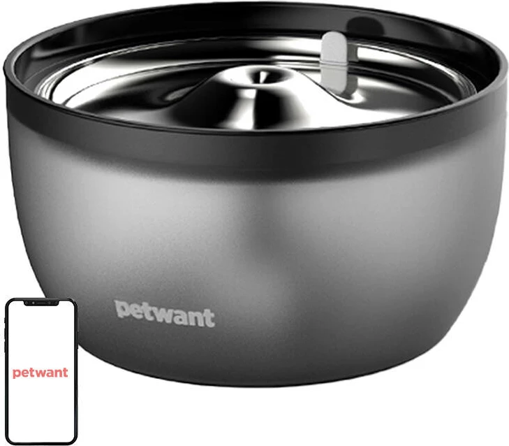Burim uji për mace dhe qen të vegjël PetWant FW2-C, 3L, çelik inox