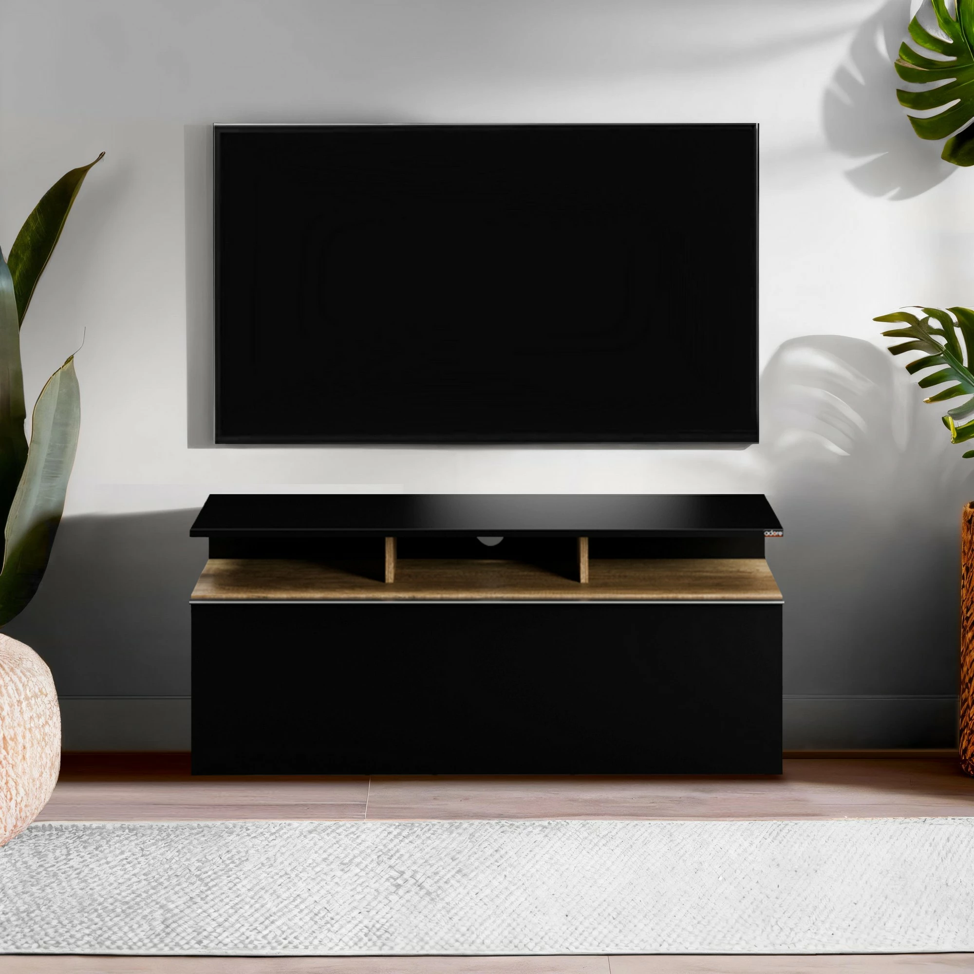 Komodë TV Hanah Home, Tvc-529-Te-1, ngjyrë e zezë dhe arre, 117x48x40 cm