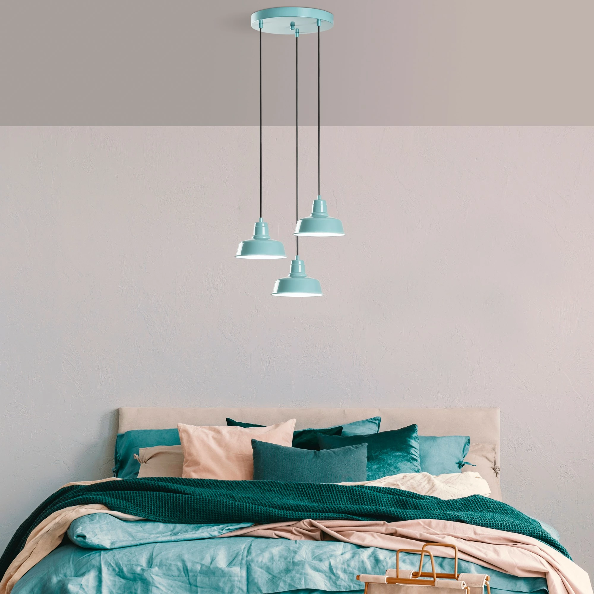 Llambë tavani Opviq Memati, ngjyrë turquoise, 3 llampa