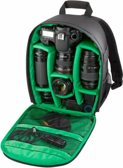 Çantë shpine për kamerë RivaCase 7460, për DSLR me lente të montuar + 1-2 lente, ndarje të rregullueshme, rezistente ndaj ujit, e zezë