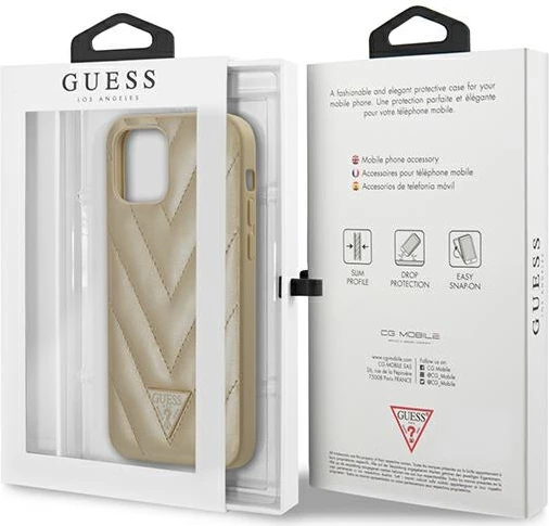 Mbështjellës Guess GUHCP12SPUVQTMLBE për iPhone 12 mini 5.4", V-Quilted, Gold