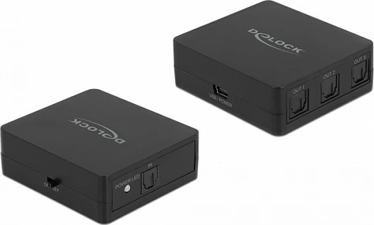 Splitter optik S/PDIF TOSLINK DeLOCK 1x In 3x Out, USB Powered, i zi