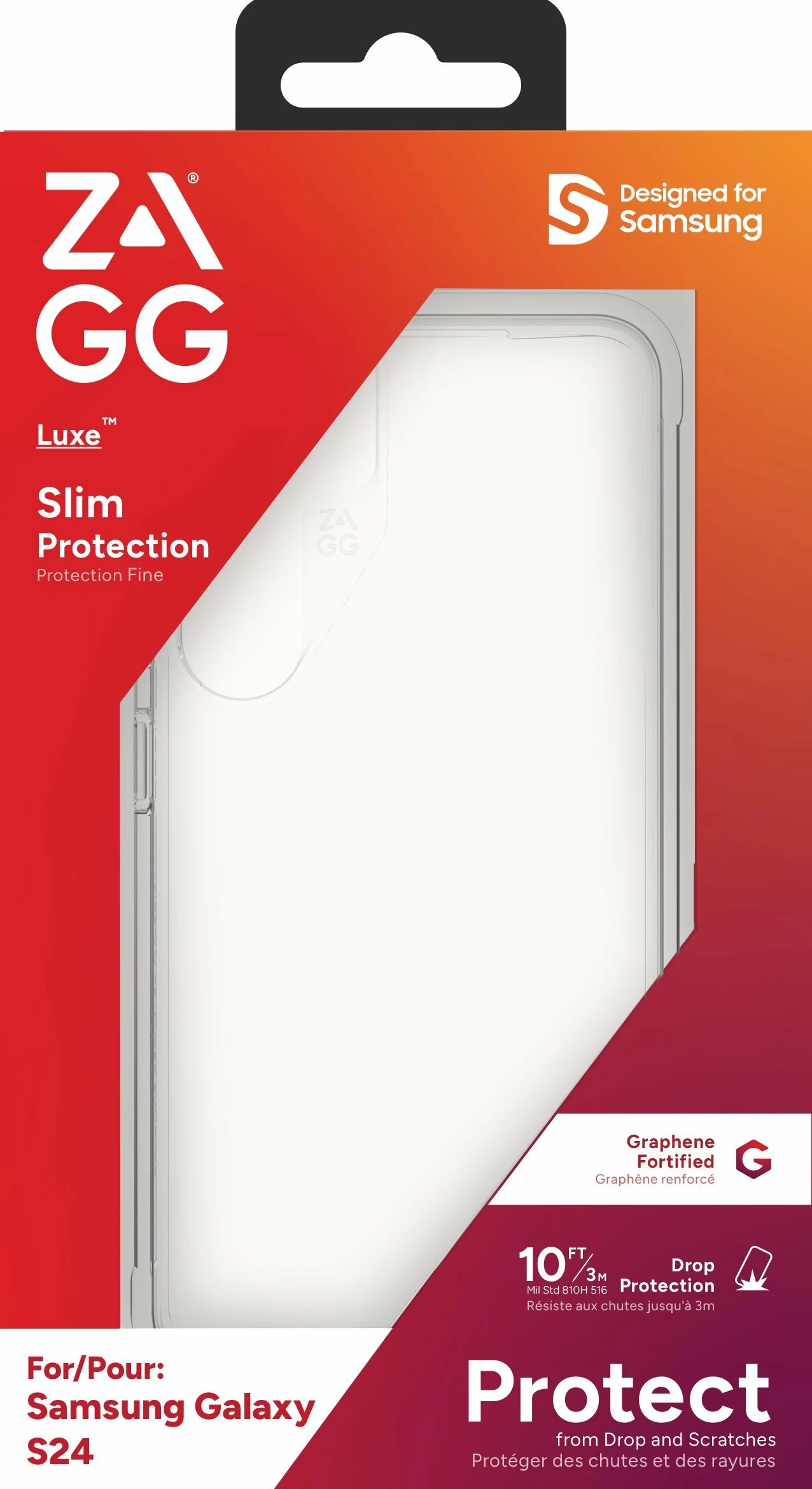 Mbështjellës Zagg Luxe për Samsung Galaxy S24, mbrojtje rënie 3 m, TPU me graphene, Transparent