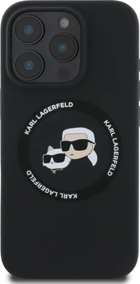 Mbështjellës Karl Lagerfeld KLHMP16XSKCHTCK për iPhone 16 Pro Max 6.9", silikon, MagSafe, zi