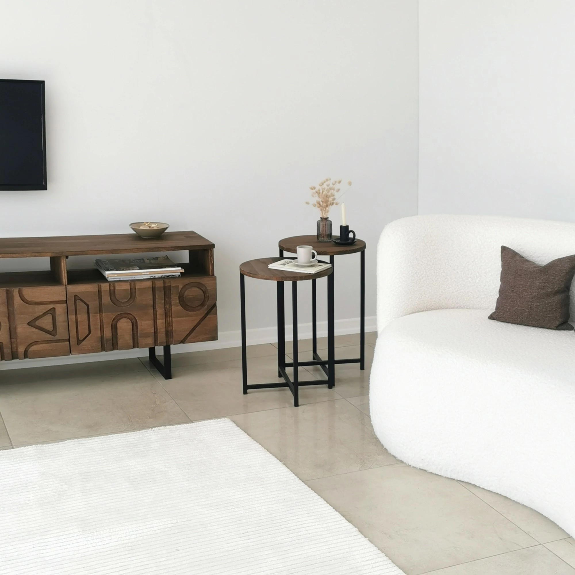 Set tavolina kafeje Hanah Home, Neta, ngjyrë arre