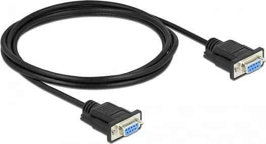 Kabllo seriale DeLOCK RS-232 DB9 femër-femër, null modem, 2 m, e zezë