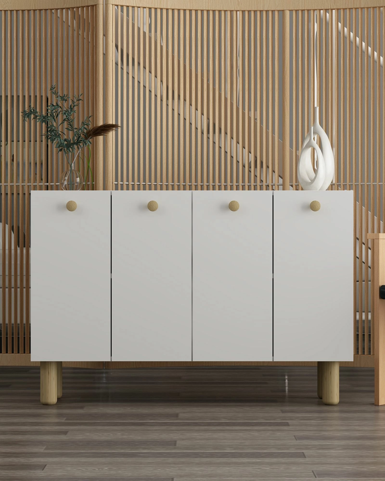 Konsol Skye Decor, Ilay Bohem, e bardhë, lisi safir