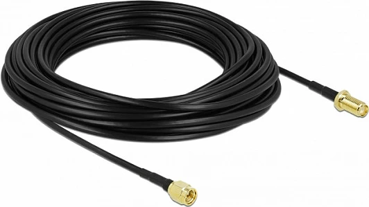 Kabllo antene DeLOCK SMA mashkull në SMA femër, LMR100, 15 m, e zezë