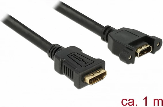Kabllo zgjatëse HDMI DeLOCK 85466, 1 m, 4K 30Hz, Ethernet Channel, Femër-Femër, e zezë