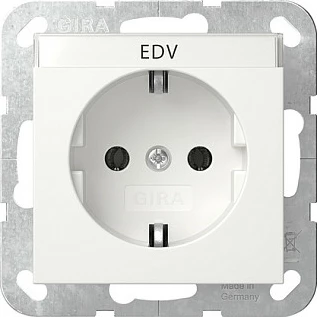 Prizë muri GIRA 445703 Schuko System 55, 16A/250V, me kapak, e bardhë