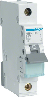 Siguresë automatike Hager MBN113, 1P, B13A, 6kA, 1 modul