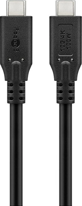 Kabel USB-C Goobay, USB-C në USB-C, USB 3.2 Gen2, 1m, 10Gbps, PD 100W, 4K@60Hz, i zi