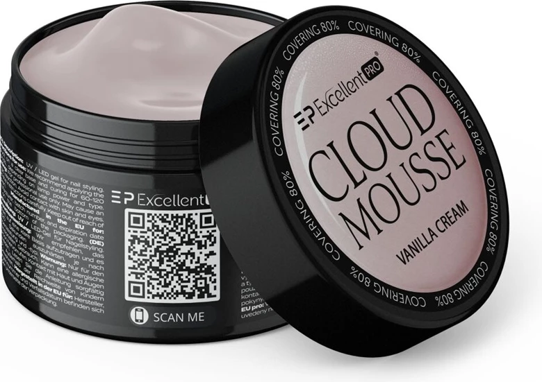 Xhel ndërtues për thonj për femra Excellent PRO Cloud Mousse Gel Vanilla Cream 50g