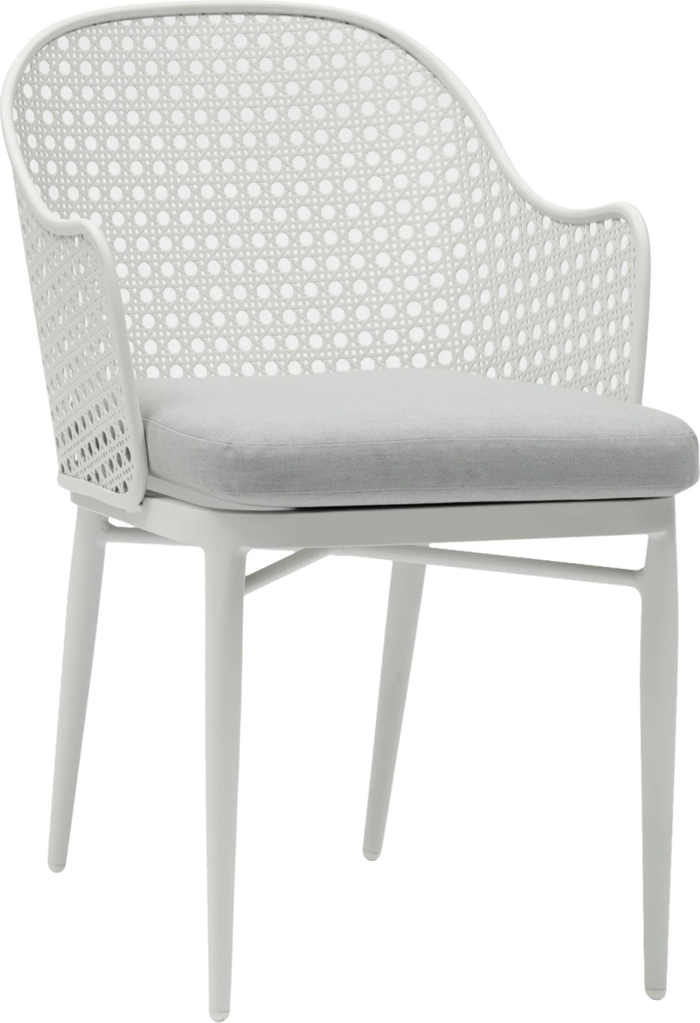 Karrige alumini OREGO FH6268.02, e bardhë, jastëk ngjyrë gri e lehtë, 58x55x83H cm