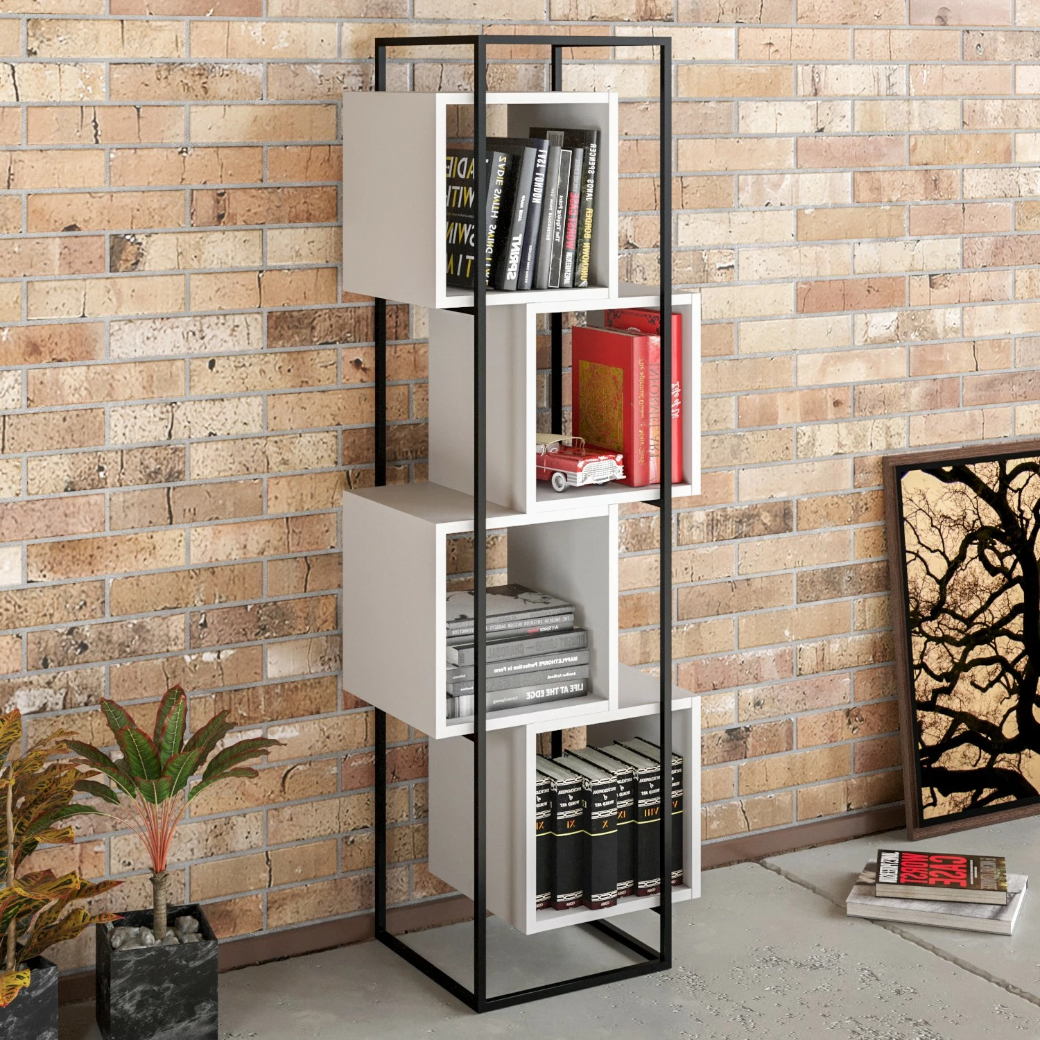 Raft librash Hanah Home Prada, zi-bardhë