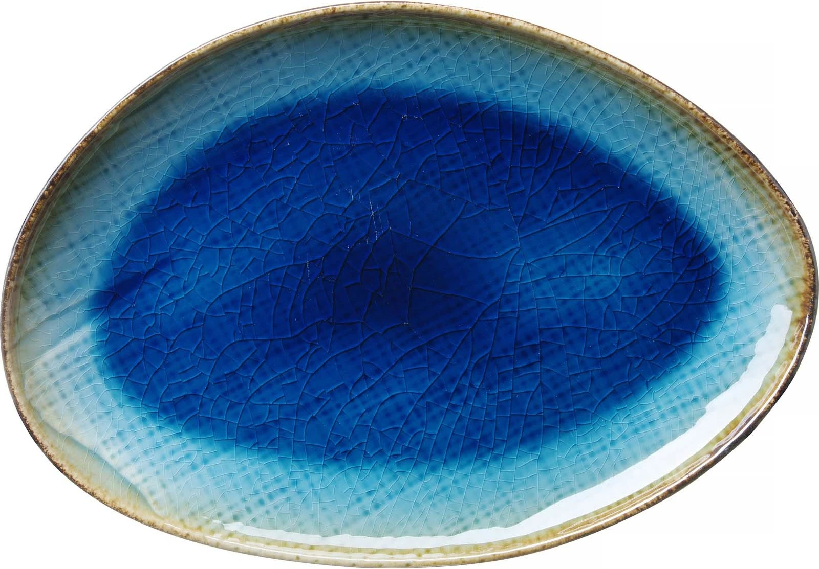 Pjatë e formës organike Fine Dine Lazur 270x190mm, set 3 copë, blu