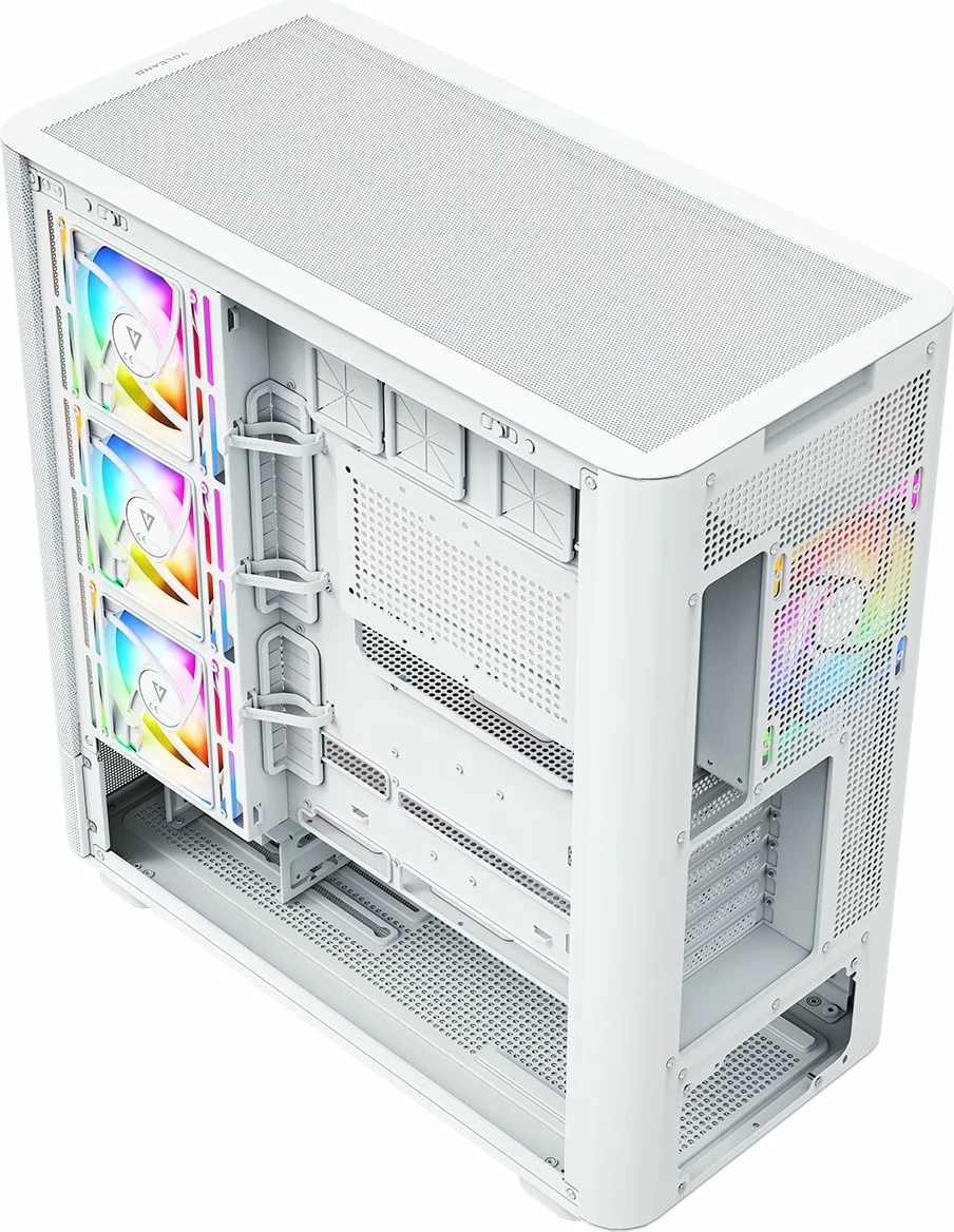 Kasë Modecom Volcano AQ500 ARGB MC-A-AQ500-4FA-W, Midi Tower, LCD ekran, 4x120mm ARGB ventilatorë, ATX/mATX/ITX, USB-C, e bardhë