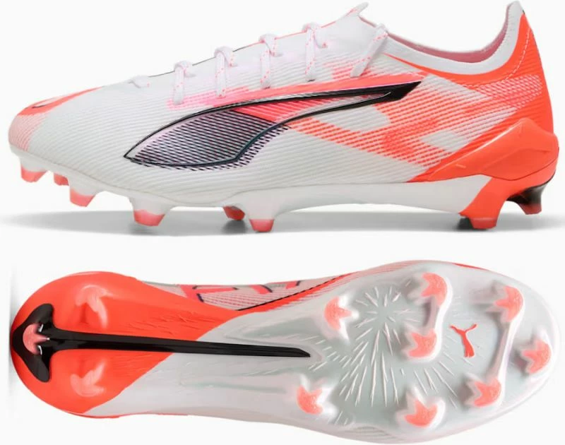 Atlete futbolli Puma për meshkuj, të bardha dhe portokalli