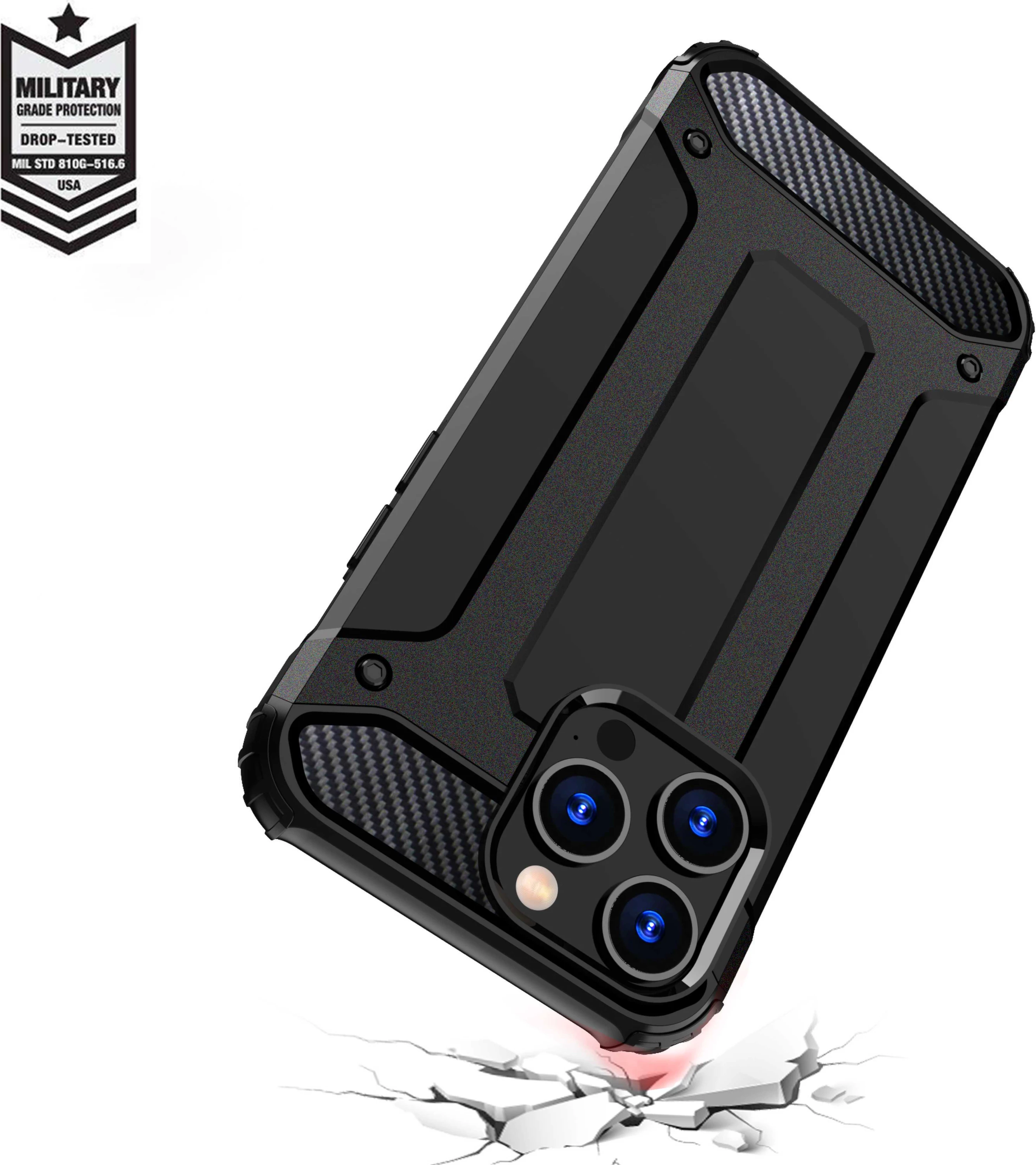 Mbështjellës Hurtel Hybrid Armor për iPhone 15 Pro Max, i zi