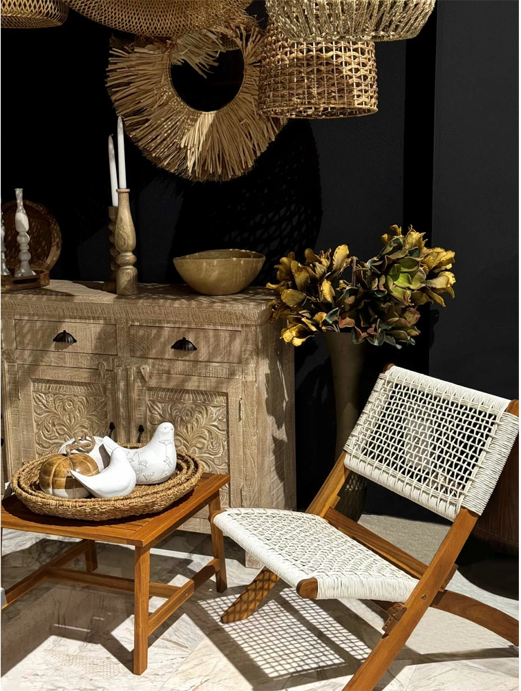 Set tabakash NEREA, 3 copë, kashtë deti natyrale, metal, 55x55x8cm