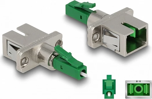 Adapter fibër optike DeLOCK LC Simplex mashkull në SC Simplex femër, i gjelbër