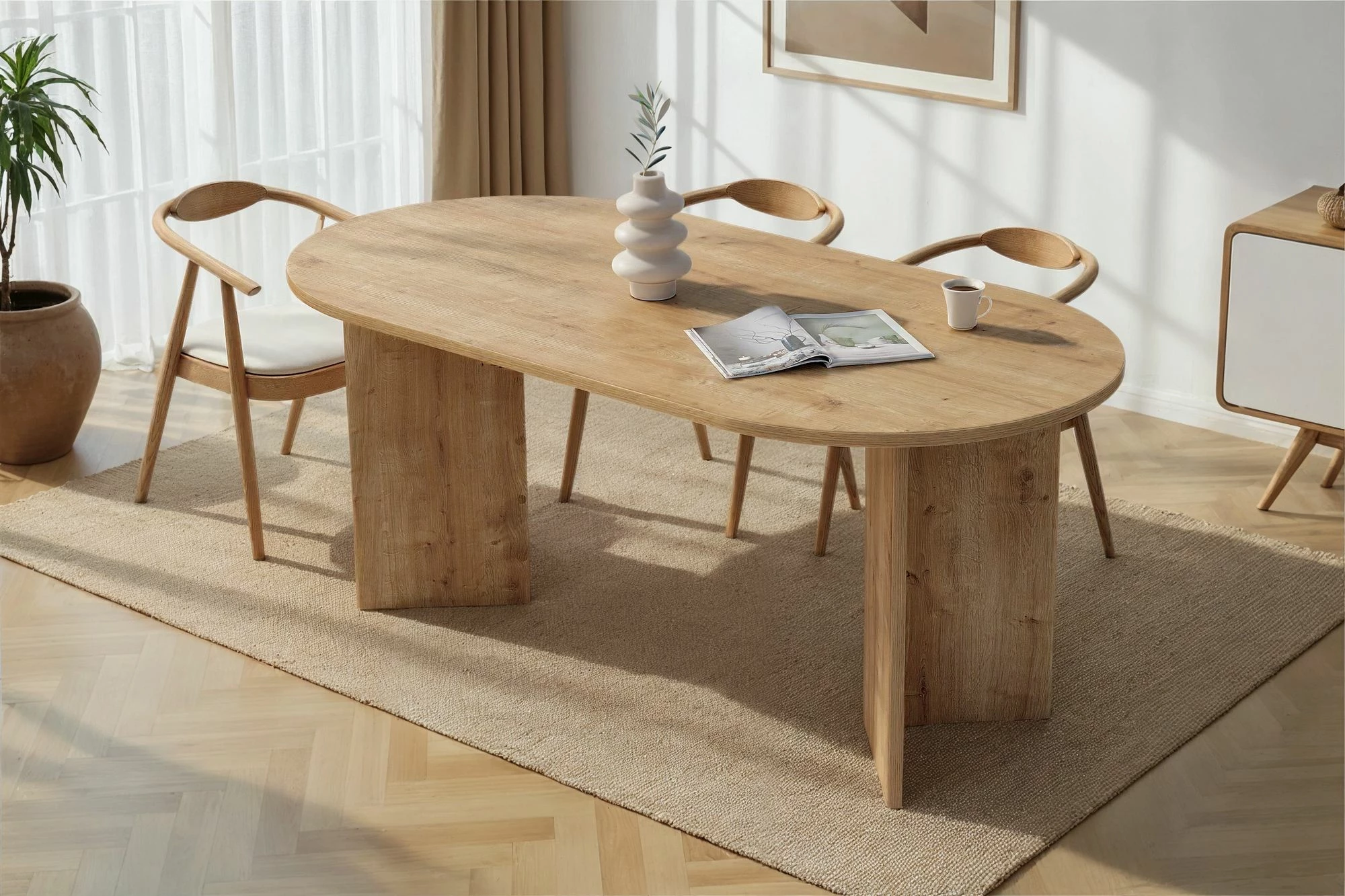 Tavolinë ngrënieje Nordure, ngjyrë lis Sapphire Oak