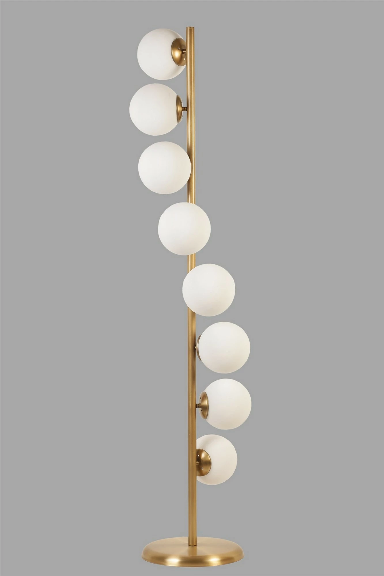 Llambë dyshemeje Opviq Simay 8 llamba, metal, xham i bardhë, 155 cm