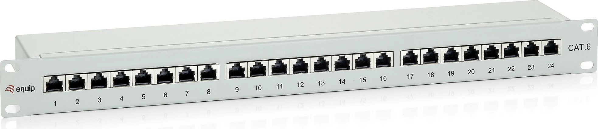 Patch panel Equip 24 porte Cat6, 1U, rackmount, ngjyrë gri