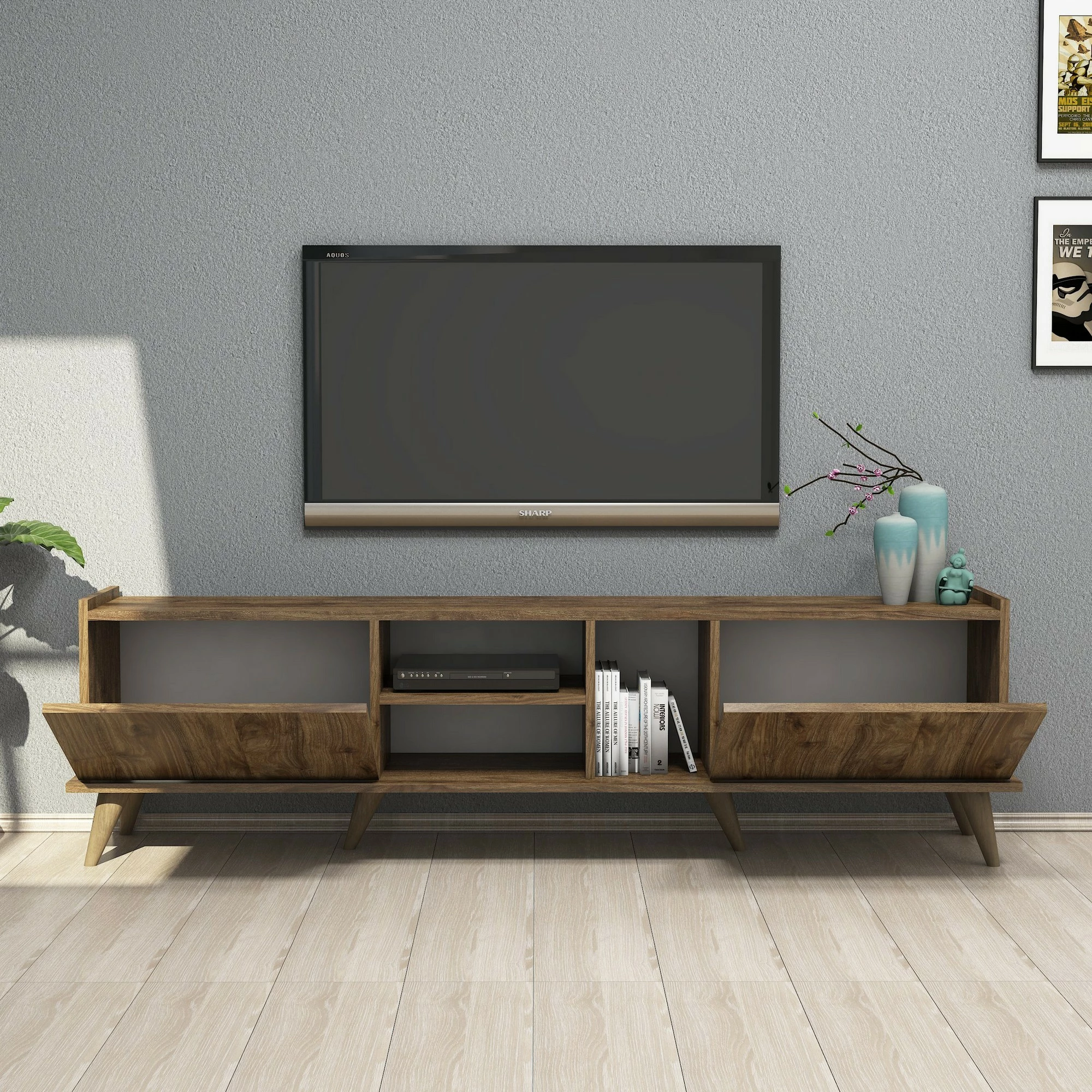 Komodë TV Hanah Home, Elegante 1310, ngjyrë arre, 180x52x34cm