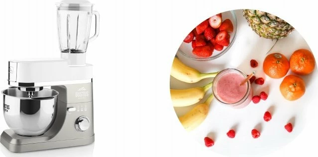 Mikser planetar Eta Gustus Maximus IV ETA-RO-200-10, 1200W, tas 5.5L + blender 1.5L, argjend, set me 2 tasa dhe aksesorë
