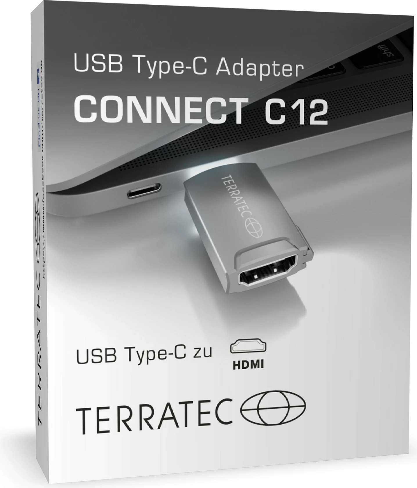 Adapter TerraTec Connect C12, USB-C në HDMI, 4K 60Hz, gri