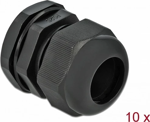 Glandë kablli DeLOCK PG25, IP68, për kabllo deri 21 mm, 10 copë, e zezë