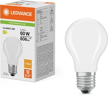 Llambë LED OSRAM Classic A60, E27, 5.9W (60W), 806lm, 2700K Warm White